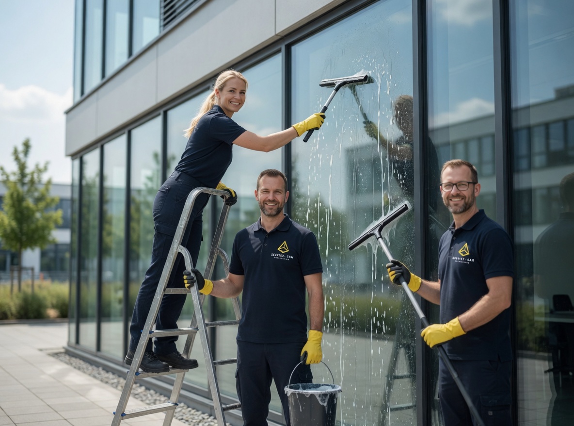 Glas- und Fensterreinigung an einem Gewerbeobjekt in Kiel